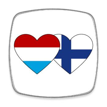 Luxembourg Finlande Drapeau Coeur - Magnet carré - blanc - Devant