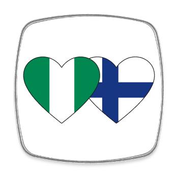 Nigeria Finnland Flagge Herz - Viereckiger Kühlschrankmagnet - Weiß - Vorne