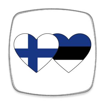 Finland Estonia Flag Heart - Square fridge magnet - white - Front