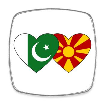 Pakistan Mazedonien Flagge Herz - Viereckiger Kühlschrankmagnet - Weiß - Vorne