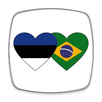 Estonia Brazil Flag Heart - Square fridge magnet - white - Front