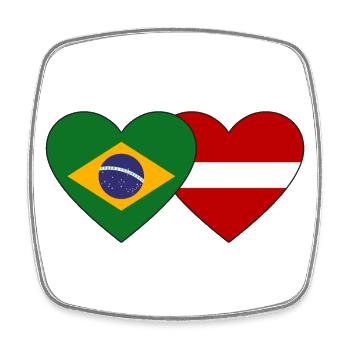 Brésil Lettonie Flag Coeur - Magnet carré - blanc - Devant