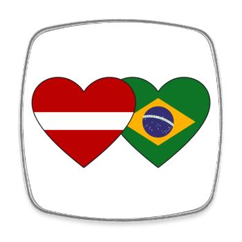 Latvia Brazil Flag Heart - Square fridge magnet - white - Front