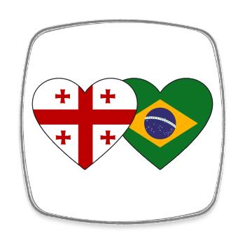 Georgien Brasilien Flagge Herz - Viereckiger Kühlschrankmagnet - Weiß - Vorne