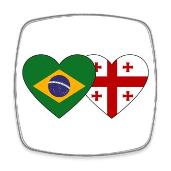 Brésil Géorgie Drapeau Coeur - Magnet carré - blanc - Devant