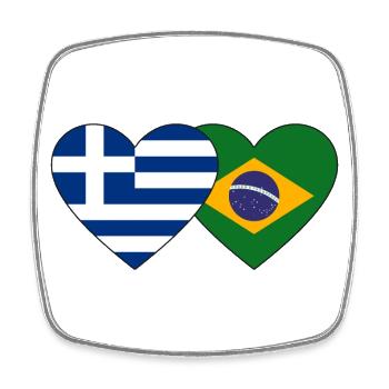 Grèce Brésil Flag Coeur - Magnet carré - blanc - Devant