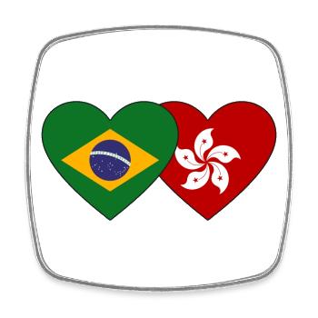 Brazil Hong Kong Flag Heart - Square fridge magnet - white - Front