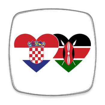 Croatie Kenya Drapeau Coeur - Magnet carré - blanc - Devant