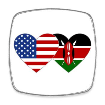 USA Kenia Flagge Herz - Viereckiger Kühlschrankmagnet - Weiß - Vorne
