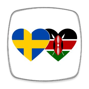Schweden Kenia Flagge Herz - Viereckiger Kühlschrankmagnet - Weiß - Vorne
