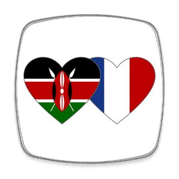 Kenya France Flag Heart - Magnet carré - blanc - Devant