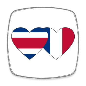 Costa Rica France Flag Coeur - Magnet carré - blanc - Devant