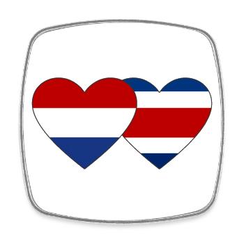 Holland Costa Rica flag heart - Square fridge magnet - white - Front