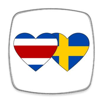 Costa Rica Sweden Flag Heart - Square fridge magnet - white - Front