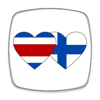 Costa Rica Finlande Flag Heart - Magnet carré - blanc - Devant