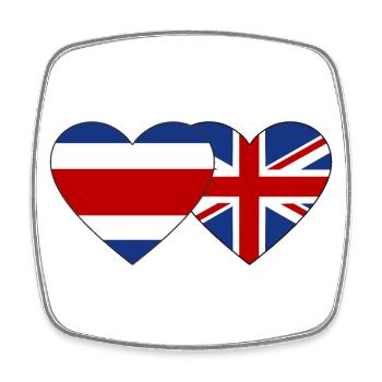 Costa Rica Großbritannien Flagge Herz - Viereckiger Kühlschrankmagnet - Weiß - Vorne