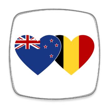 New Zealand Belgium Flag Heart - Square fridge magnet - white - Front