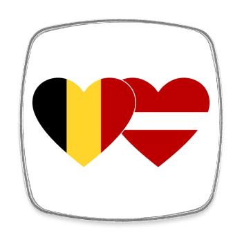 Belgique Lettonie Flag Coeur - Magnet carré - blanc - Devant