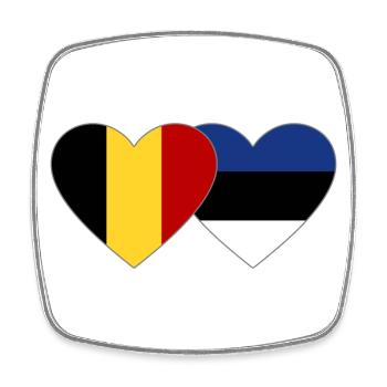 Belgium Estonia Flag Heart - Square fridge magnet - white - Front