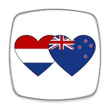 Holland Neuseeland Flagge Herz - Viereckiger Kühlschrankmagnet - Weiß - Vorne