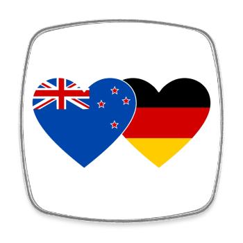 Neuseeland Deutschland Flagge Herz - Viereckiger Kühlschrankmagnet - Weiß - Vorne