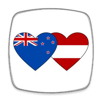 Nouvelle-Zélande Autriche Flag Heart - Magnet carré - blanc - Devant