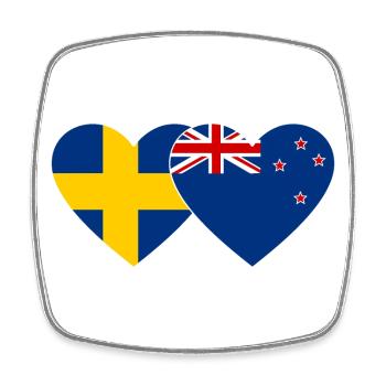 Schweden Neuseeland Flagge Herz - Viereckiger Kühlschrankmagnet - Weiß - Vorne