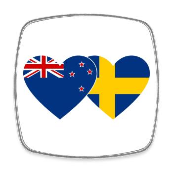 Neuseeland Schweden Flagge Herz - Viereckiger Kühlschrankmagnet - Weiß - Vorne