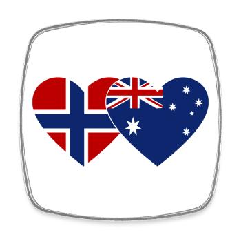 Norway Australia Flag Heart - Square fridge magnet - white - Front
