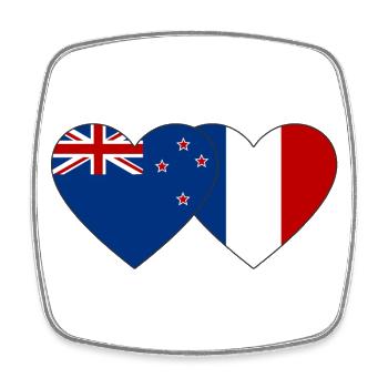 Nouvelle-Zélande France Drapeau Coeur - Magnet carré - blanc - Devant