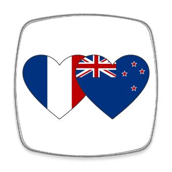Frankreich Neuseeland Flagge Herz - Viereckiger Kühlschrankmagnet - Weiß - Vorne
