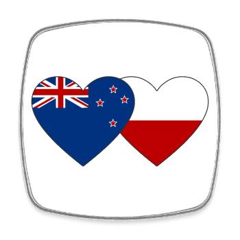 Neuseeland Polen Flagge Herz - Viereckiger Kühlschrankmagnet - Weiß - Vorne