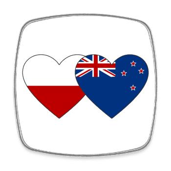 Drapeau de la Pologne Nouvelle-Zélande Coeur - Magnet carré - blanc - Devant