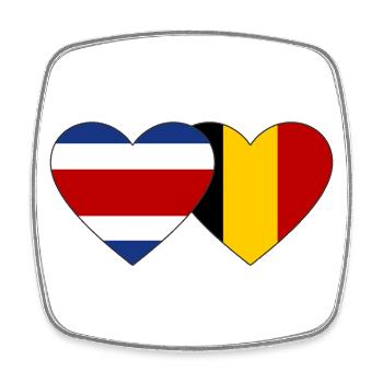 Costa Rica Belgique Flag Coeur - Magnet carré - blanc - Devant