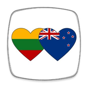 Lithuania New Zealand flag - Square fridge magnet - white - Front
