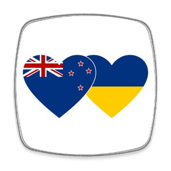 Neuseeland Ukraine Flagge Herz - Viereckiger Kühlschrankmagnet - Weiß - Vorne