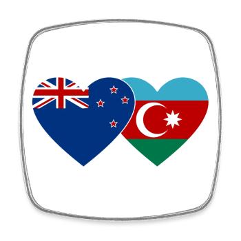 New Zealand Azerbaijan Flag Heart - Square fridge magnet - white - Front