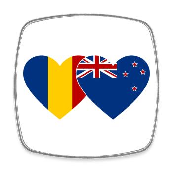 Rumänien Neuseeland Flagge Herz - Viereckiger Kühlschrankmagnet - Weiß - Vorne