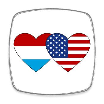 Luxemburg USA Flagge Herz - Viereckiger Kühlschrankmagnet - Weiß - Vorne