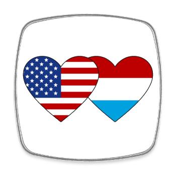 USA Luxemburg Flagge Herz - Viereckiger Kühlschrankmagnet - Weiß - Vorne