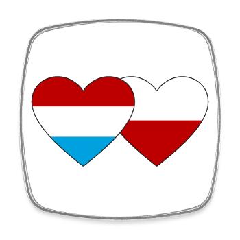 Luxembourg Poland Flag Heart - Square fridge magnet - white - Front