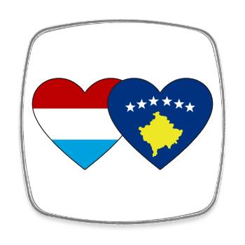 Luxemburg Kosovo Flagge Herz - Viereckiger Kühlschrankmagnet - Weiß - Vorne