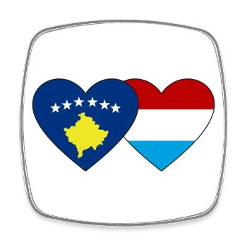 Kosovo Luxemburg Flagge Herz - Viereckiger Kühlschrankmagnet - Weiß - Vorne