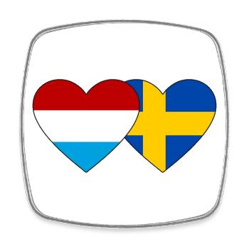 Luxembourg Suède Flag Heart - Magnet carré - blanc - Devant