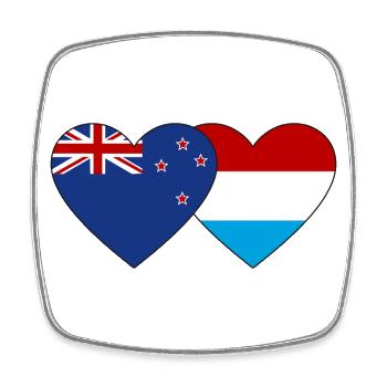 Neuseeland Luxemburg Flagge Herz - Viereckiger Kühlschrankmagnet - Weiß - Vorne