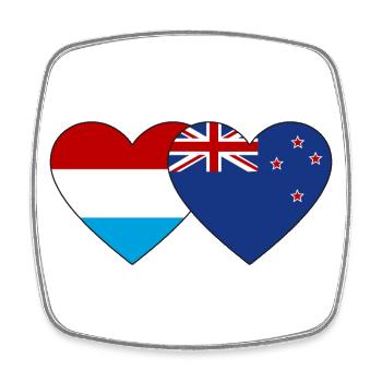 Luxemburg Neuseeland Flagge Herz - Viereckiger Kühlschrankmagnet - Weiß - Vorne