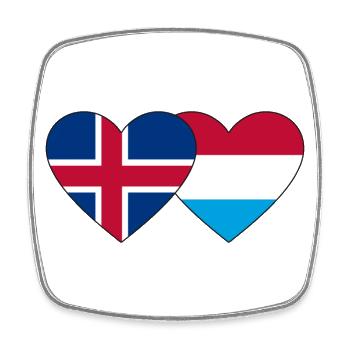 Iceland Luxembourg Flag Heart - Square fridge magnet - white - Front