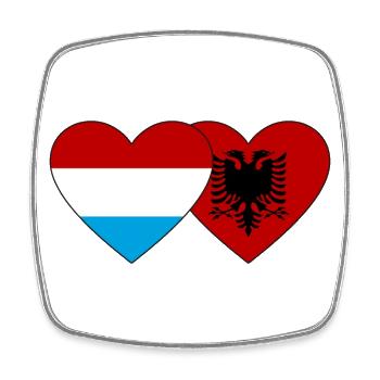 Luxembourg Albania Flag Heart - Square fridge magnet - white - Front