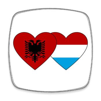 Albania Luxembourg Flag Heart - Square fridge magnet - white - Front