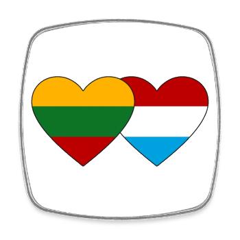 Lithuania Luxembourg Flag Heart - Square fridge magnet - white - Front